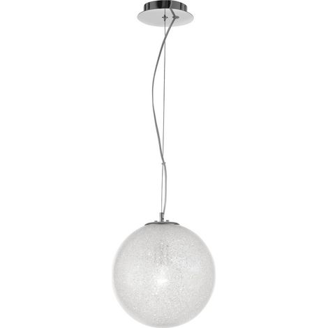 Merano Cranbrook 20cm Globe Suspension Plafonnier Verre Clair Intérieur Chrome Aluminium LED E27
