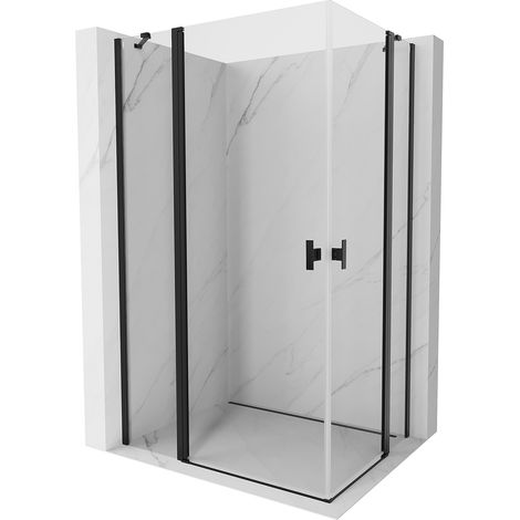 Mexen Mist Duo Duschkabine schwenkbar 80 x 75 cm, transparent, schwarz - 8A4-080-075-70-00 (1/5)