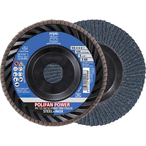 PFERD POLIFAN POWER Fächerscheibe PFC 125x22,23 mm konisch Z60 Leistungslinie SG TRIM STEELOX für Stahl/Edelstahl (1/5)