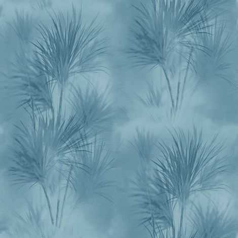 Papel pintado naturaleza Profhome 372754 papel pintado no tejido liso con ornamentos florales mate azul 5,33 m2
