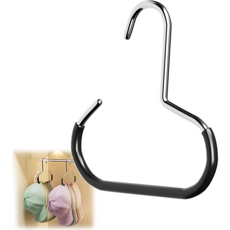 Lot de 5 cintres multifonctionnels pour foulards, cintres antidérapants à anneaux ouverts, adaptés au rangement dans une armoire de ceintures, cravates, chapeaux, etc. (noir) (1/5)