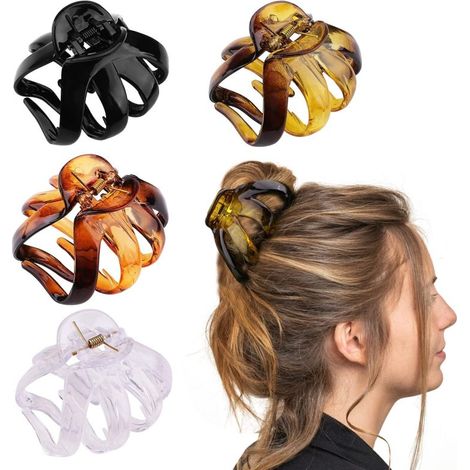Juego de 4 pinzas para el cabello extragrandes de 8,9 cm (3,5 pulgadas), adecuadas para mujeres y niñas, pinzas resistentes y duraderas, aptas para todo tipo de cabello. (1/5)