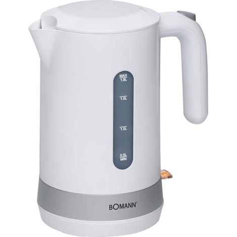 Bomann WK 5012 CB Hervidor Agua Eléctrico, 1,8 L, sin BPA, Resistencia Oculta, Inalámbrico, Apagado Automático 2200W Blanco