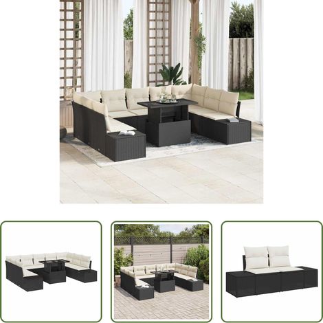 Gartenmöbel - Garten-Sofa-Set mit Speicher 10 pcs Schwarz Poly Rattan (1/5)