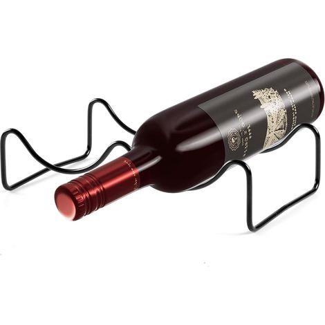 Portabottiglie metallo 2 bottiglie vino mensola nero (1/4)