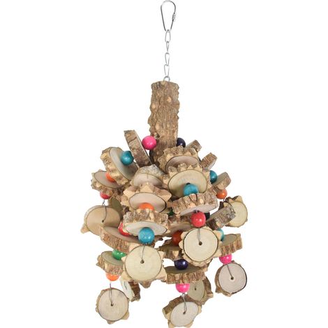 Giocattolo da masticare in legno naturale per pappagalli e uccelli - Blocchi da arrampicata multicolori - Love Birds (1/4)