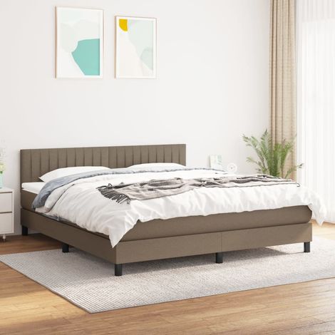 vidaXL Sommier à lattes de lit avec matelas Taupe 160x200 cm Tissu (1/5)