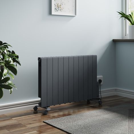 Electric Oil Filled Radiator Thermostat WiFi Timer Wall Mounted Portable Heater Anthracite 2000W