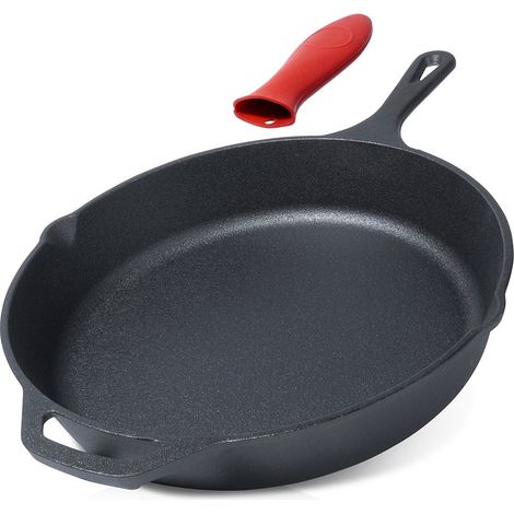 Poele en fonte 30 cm avec manche en silicone tous feux