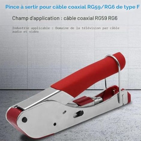 1 pince à sertir pour câble coaxial RG59/RG6 de type F, outil de dénudage (1/4)