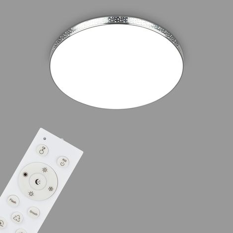 Plafonnier de salle de bain LED effet scintillant, lampe de salle de bain RGB, lampe de salle de bain LED IP44, température de couleur réglable, chrome, 355x65 mm (DxH) (1/5)