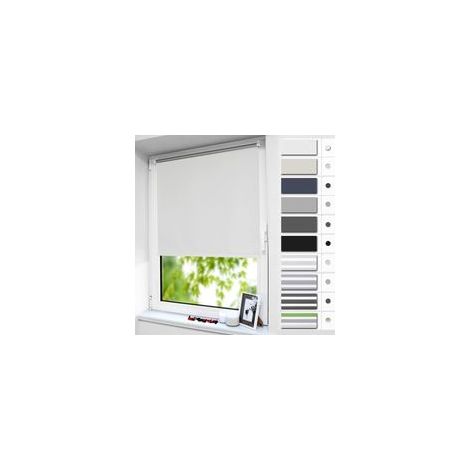 Store Occultant Sans Perçage 60x200 cm, Enrouleur Opaque Isolation Thermique pour Fenêtre et Porte, Protection Intimité, Blanc (1/4)