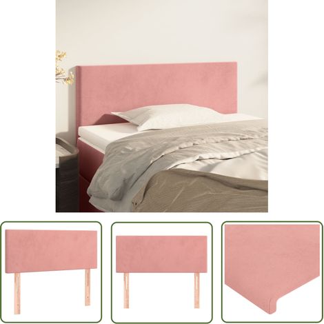 The Living Store Tête de lit Rose 100x5x78/88 cm Velours - Tête De Lit - Literie - Meuble Chambre - Velours - Rose (1/5)