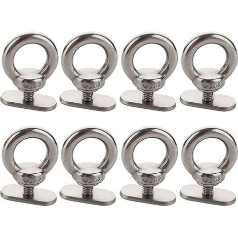 Lot de 8 œillets de fixation sur rail en acier inoxydable 316, compatibles avec sandows ou cordes jusqu'à 1,5 cm de diamètre, accessoires marins (1/5)