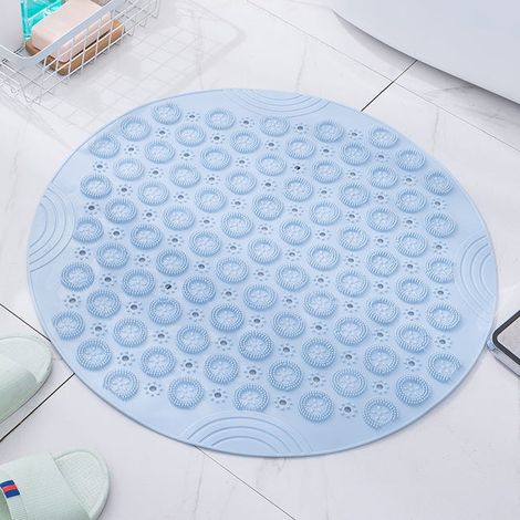 55  55 cm blaue rutschfeste Badezimmermatte aus Gummi, runde rutschfeste TPR-Matte für Badezimmer, Duschmatte mit Saugnapf