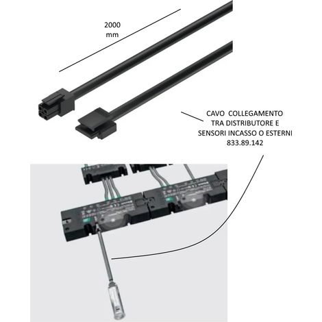 CAVO COLLEGAMENTO SENSORI INCASSO/APPLICARE NERO MT.2,00 HAFELE DA MT.2 COD. 833.89.142