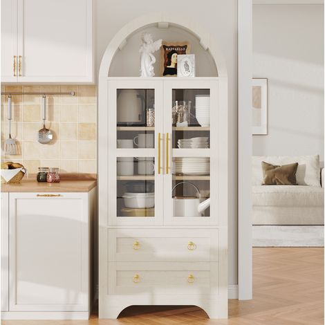 CHICFURN Credenza alta con ripiani regolabili e cassetti 76,2 x 40,1 x 180 cm bianca (1/5)