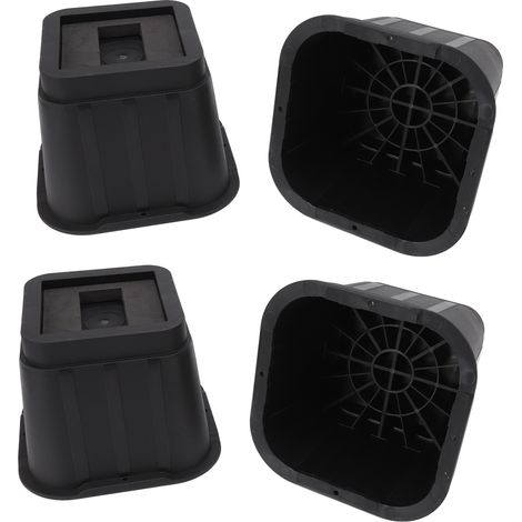 Lot de 4 rehausseurs de meubles en caoutchouc antidérapants de 10 cm (4 pouces) pour lit, bureau, canapé, chaise ou machine à laver. (1/5)