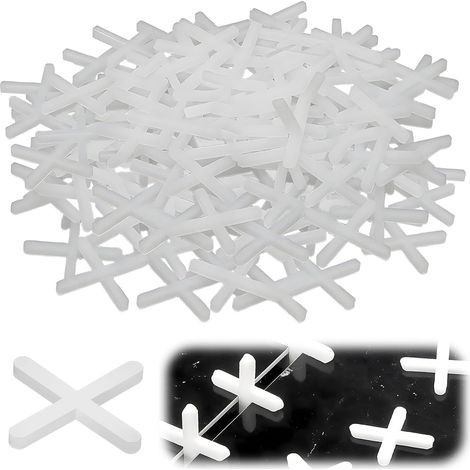 500PCS Croisillon Carrelage, Croisillon Autonivelant 2mm, pour Carreaux Muraux et de Sol, Pose de Carreaux, Pavage, Dalles de Pavage de Jardin, Nivellement (Blanc) (1/5)