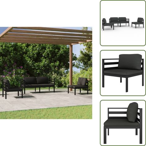 Cuscini da giardino - vidaXL Set Divani da Giardino 4 pz con Cuscini in Alluminio Antracite - Divano angolare