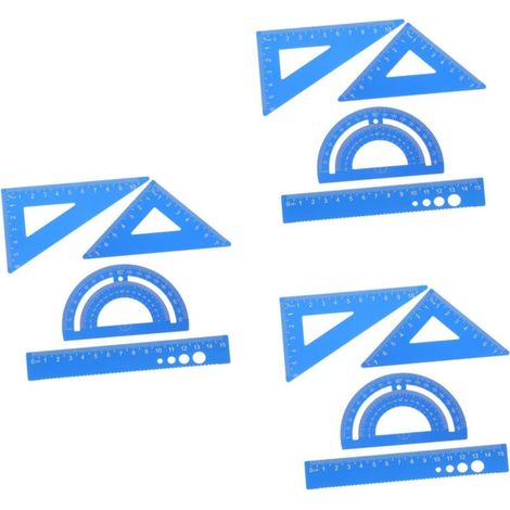 Kit de 3 rapporteurs standard, règle mesure en alliage d'aluminium (1/5)