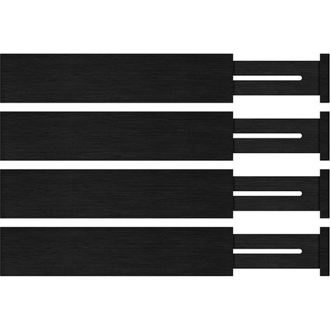 Set mit vier Schubladeneinsätzen aus Bambus, ideal für die Küche, verstellbarer Schubladenorganizer, schwarz, 30 cm x 6,5 cm x 1,5 cm