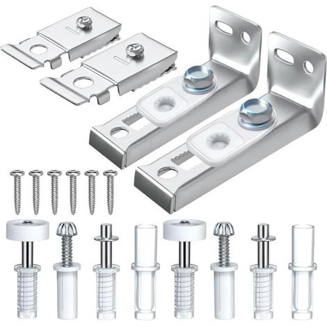 18 PiècesKit de réparation de matériel de porte pliante - 2 pièces de rechange pour portes de placard coulissantes pliantes comprenant un support supérieur et inférieur, un pivot de 3/8", une ro (1/4)