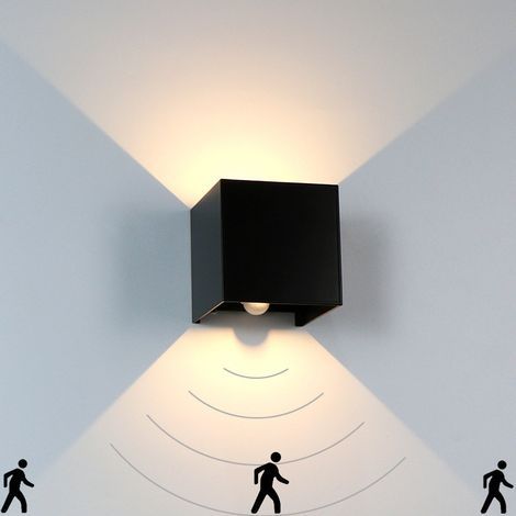 Außenwandleuchte mit Bewegungsmelder, 3000 K, Aluminium – Schwarz (1/5)