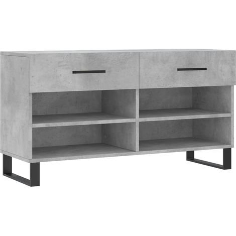 Banc à chaussures bottes commode étagère meuble entrée rangement 102 x 35 x 55 cm bois d'ingénierie gris