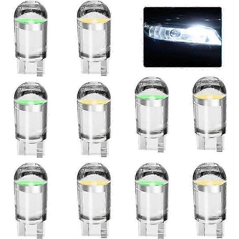 Lot de 10 ampoules LED W5W 194 T10 à culot W5W, faciles à installer, pour plaque d'immatriculation (12 V). (1/4)