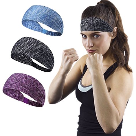 Diadema deportiva unisex de poliéster elástico tricolor. (1/5)