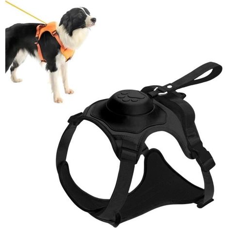 Harnais Anti-Traction pour Chiens de Taille Moyenne avec Laisse rétractable intégrée, Harnais Robuste à Clip Avant,Confortable