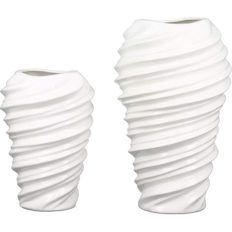 Vase décoratif en Porcelaine - Vase en Porcelaine avec Structure cannelée - Couleur : Blanc émaillé - Hauteur 27 cm (1/2)