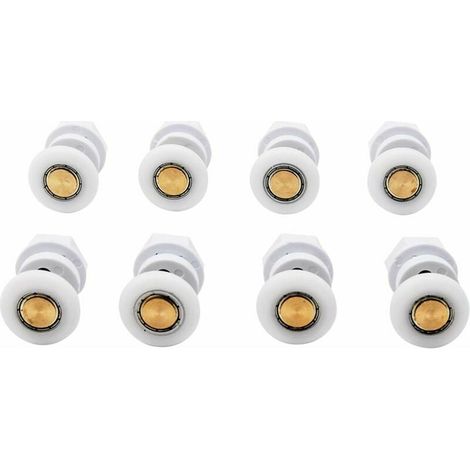 8PCS Roulettes de Douche Roue pour Porte de Douche Roulettes Coulissantes Rouleaux De Porte De Douche Laiton Cabine de Douche Porte a Roulette Roue de Porte Poulies Accessoire Matériel Outil (1/4)