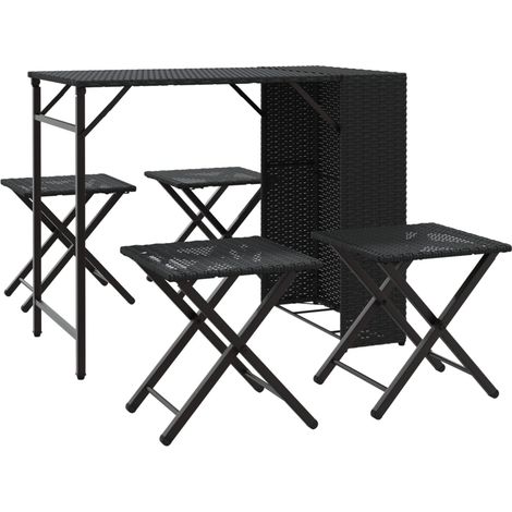 Juego de comedor de jardín plegable 5 piezas ratán PE negro vidaXL
