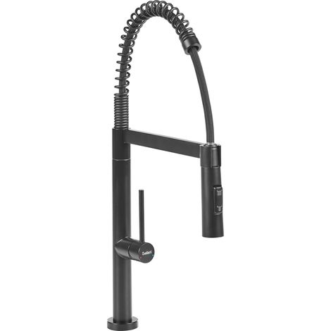 Grifo de cocina con resorte articulado y extraíble 2 modos de rociado aireador acero inoxidable negro Atcama (1/5)