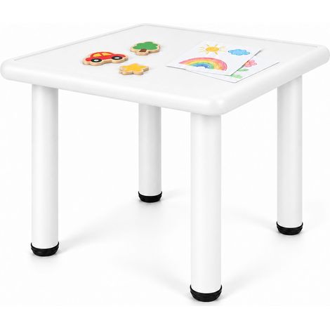 Relaxdays Children's Table, Bedroom/Garden, Girls & Boys, HxWxD: approx. 52x62x62 cm, Plastic Craft Table, White (1/5)