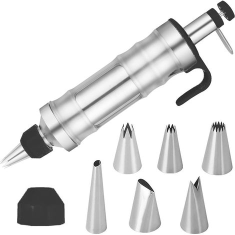 Seringue à pâtisserie professionnelle acier inoxydable-Poche à douille avec embouts interchangeables Durable et facile à utiliser