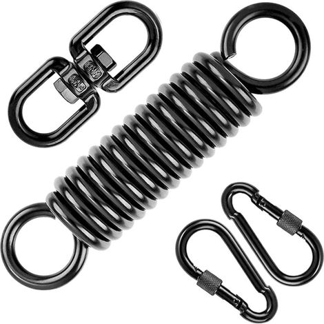 Swinging spring for hanging chair, hanging chair with 2 carabiners and 360° swivel hooks, carabiner, load capacity up to 250 kg, suspension spring for bag (1/5)