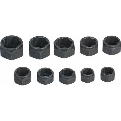 11 PACK Kit d'extracteur d'écrou de boulon à impact Extracteur d'écrou à douille 9-19MM Kit d'outils d'extraction de goujon de roue à verrouillage métrique, Modèle: Noir