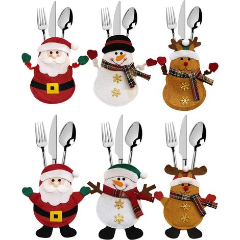 6 articles de vaisselle de Noël : nappes, Père Noël, bonhomme de neige, orignal, décoration de montre (1/5)