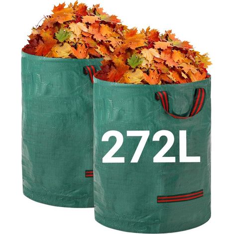 Heavy Duty Garden Waste Bags - 2 Pack 272L Reusable Garden Bags with Handles - Industrial Fabric for Leaves, Waste & Debris - Waterproof Garden Waste Bags (1/5)