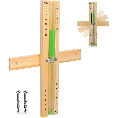 Sablier pour sauna 15 minutes, en bois de sable vert, sablier pour sauna, montre sauna, avec verre de sécurité, minuteur de 15 minutes, pour cuisine et sauna (1/5)