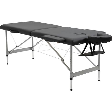 Lettino Massaggi Portatile 186x71x62-83 cm in Similpelle Nero (1/5)