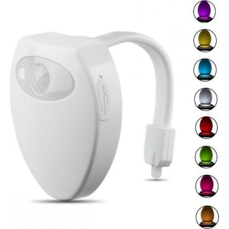Lampe De Toilette - Detecteur De Mouvement LED - 8 Couleurs Changeantes - Alimentation Pile - Pour Salle De Bain - 1 Piece (1/4)