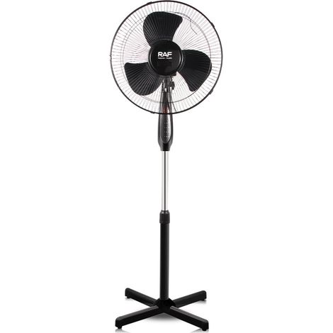 Standventilator mit höhenverstellbarem Sockel und Touch-Bedienfeld, freistehender Ventilator mit 70°-Oszillation und 3 Geschwindigkeitsstufen, Schwarz