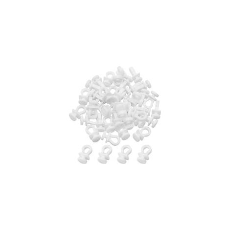 Lot de 100 crochets de rideau en plastique blanc – Glisseurs pour tringles standard – Installation facile sans retirer les extrémités (1/4)