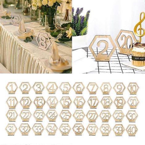 Lot de 10 panneaux décoratifs hexagonaux en bois numérotant les chiffres de 20 à 30. (1/4)