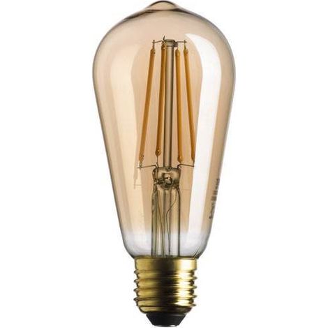 Ampoule Edison ST64 LED – 7W – 2500K – Verre Ambré – Filament Droit – E27