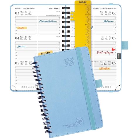 Agenda de Poche 2026 2027 Semainier 16 x 10,5 cm,Août 2026-Déc 2027 (1/5)